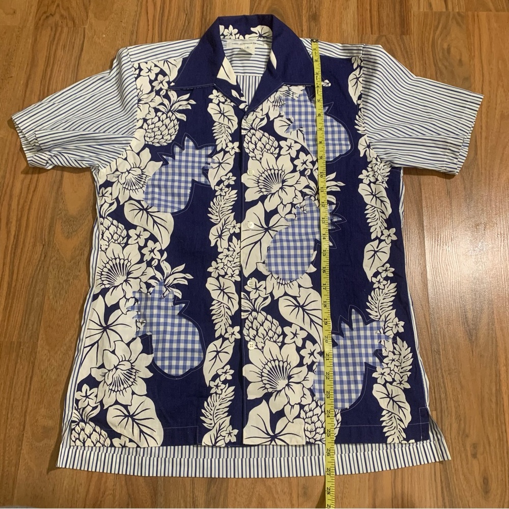 Comme des Garcons Floral Plaid Patchwork Pineapple Pattern Button Up Men’s Small - Picture 5 of 5